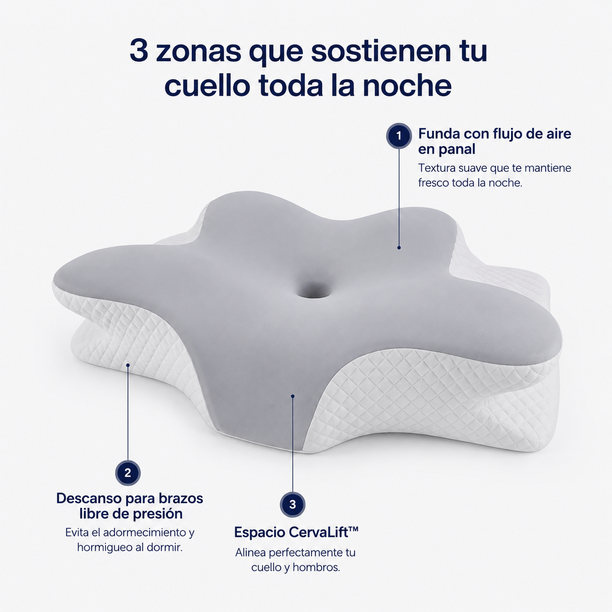 Almohada Cervical Japonés Memory Foam 62cm — Alivia el Dolor de Cuello