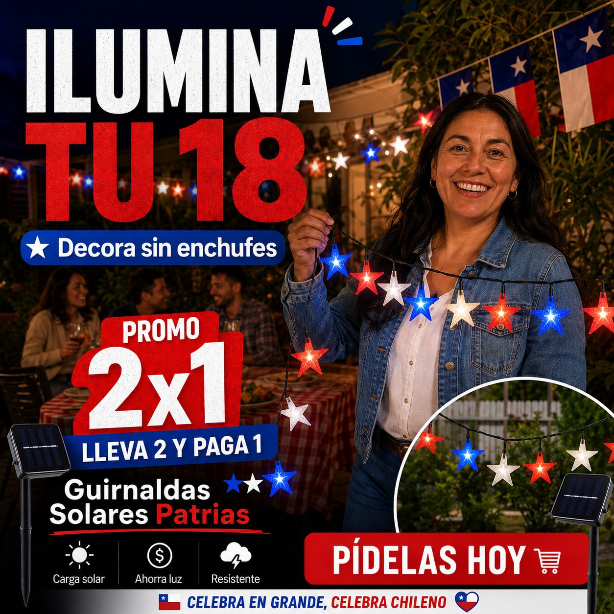 Guirnaldas Solares para Fiestas Patrias 2x1 + Envío Gratis