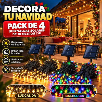 EcoLuz — Ilumina tu Navidad con Energía Solar | Pack 4 Guirnaldas de 10 m