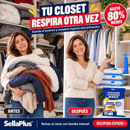 SellaPlus™ Bolsas al Vacío con Bomba Incluida (Pack 5/10/15 + 50% OFF)