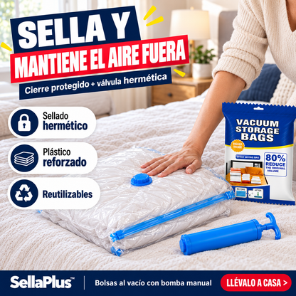 SellaPlus™ Bolsas al Vacío con Bomba Incluida (Pack 5/10/15 + 50% OFF)