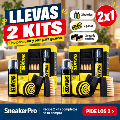 SneakerPro — Kit Limpiador de Zapatos sin Agua: Espuma + Cepillos + Paño | 2 Kits