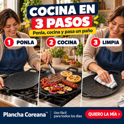 Plancha Coreana™ Cocina Sin Aceite y Limpia con un Paño