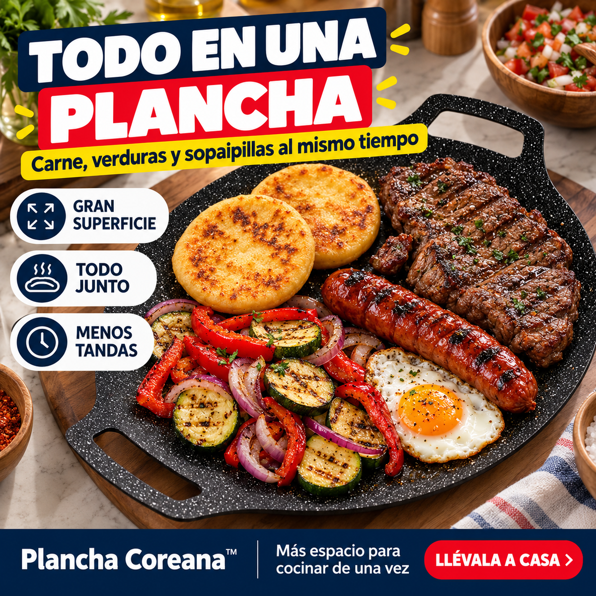 Plancha Coreana™ Cocina Sin Aceite y Limpia con un Paño
