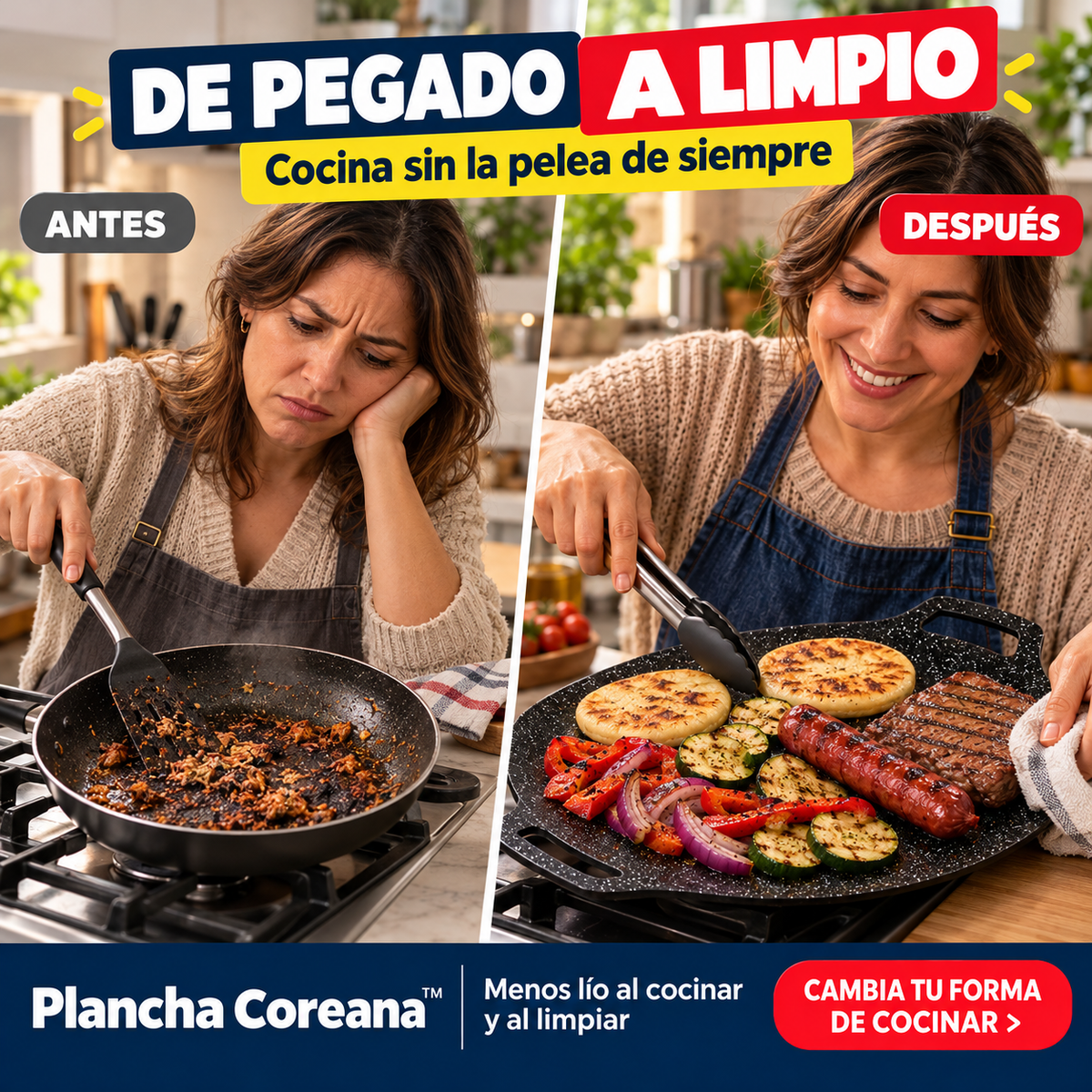 Plancha Coreana™ Cocina Sin Aceite y Limpia con un Paño