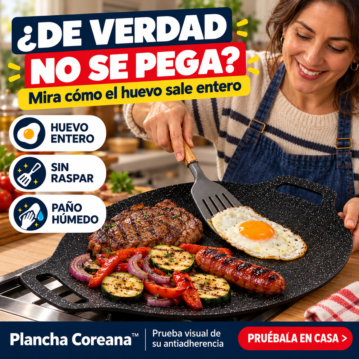 Plancha Coreana™ Cocina Sin Aceite y Limpia con un Paño