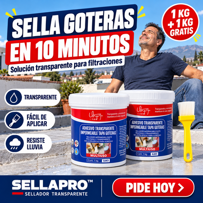 Sellador Transparente Tapa Goteras | Lleva 1KG + 1KG GRATIS 🎁