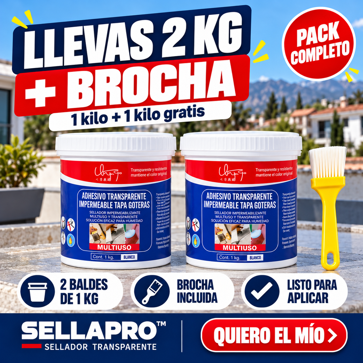 Sellador Transparente Tapa Goteras | Lleva 1KG + 1KG GRATIS 🎁