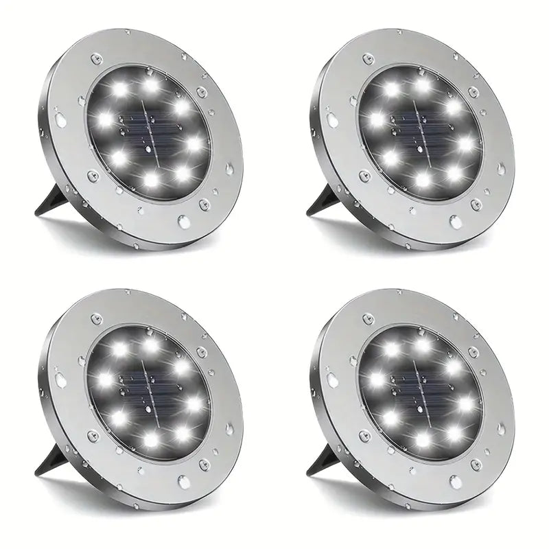 Pack de 4 Lámparas Solares de Estaca 8 LED Fria para Jardín y Patio ☀️ – ¡Envío Gratis! 🎁