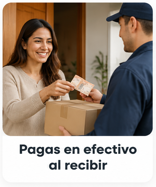 Pagas en efectivo al recibir