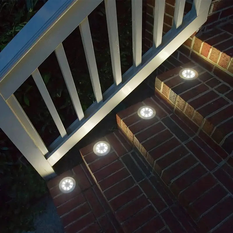 Pack 4 Lámparas Solar ☀️ Estaca 8 Led Para Patio Jardín Exterior luz Fría - Envío Gratis 🎁