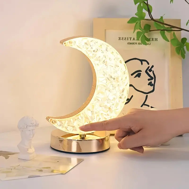 Lámpara Táctil Nórdica en Forma de Luna Recargable – Ilumina tu Espacio con Estilo