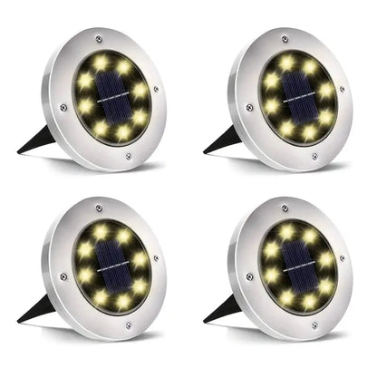 Pack de 4 Lámparas Solares de Estaca 8 LED Fria para Jardín y Patio ☀️ – ¡Envío Gratis! 🎁