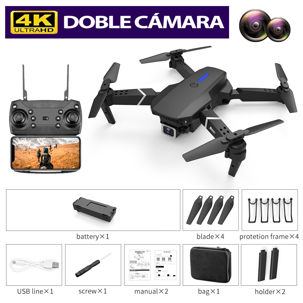 Dron con Cámara 4K Ultra HD + Kit Completo de Accesorios y Bolsa de Regalo