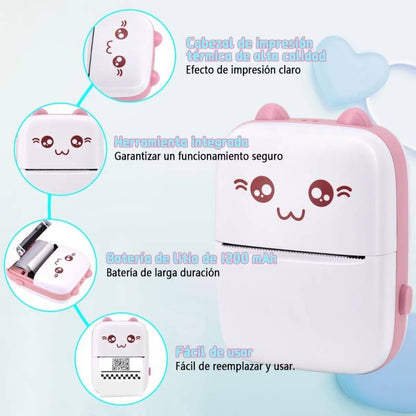 Mini Impresora Térmica Portátil Gatito Bluetooth