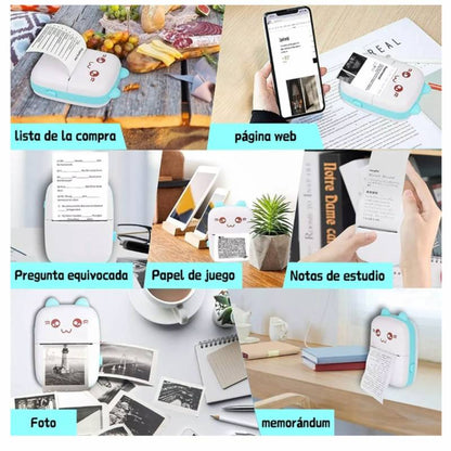 Mini Impresora Térmica Portátil Gatito Bluetooth