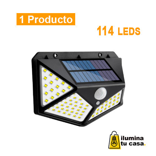 Lampara Solar 114 Led Exterior Sensor De Movimiento - Ilumina tu Casa