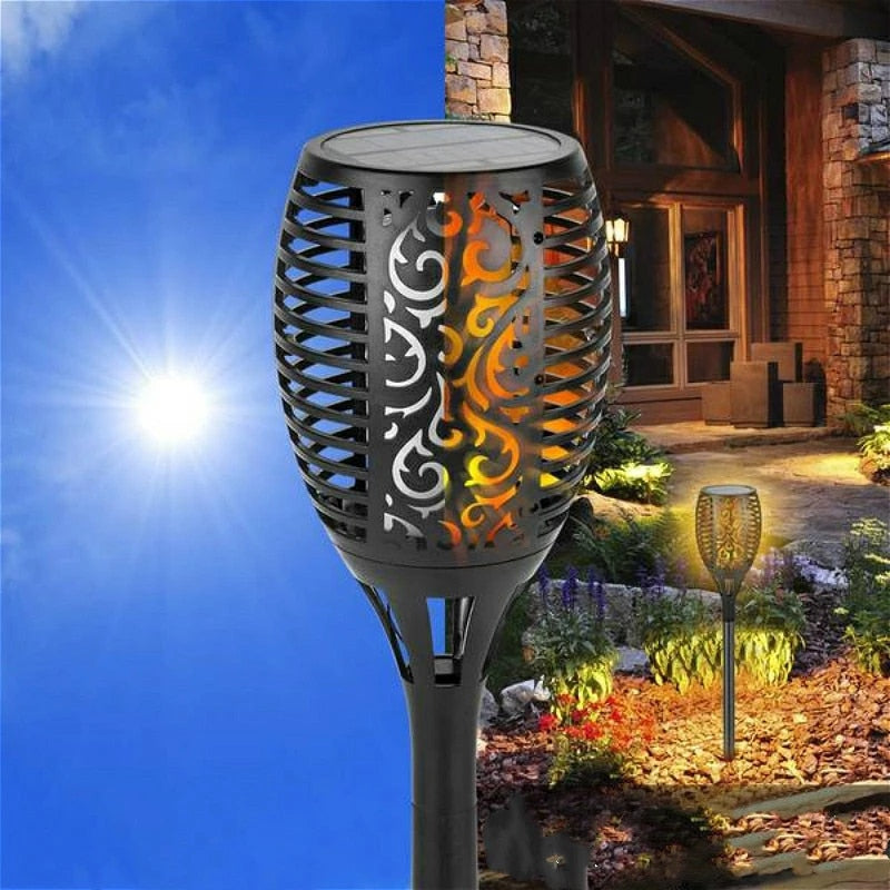 ESTACA DE ANTORCHA DE LLAMA SOLAR - Ilumina tu Casa