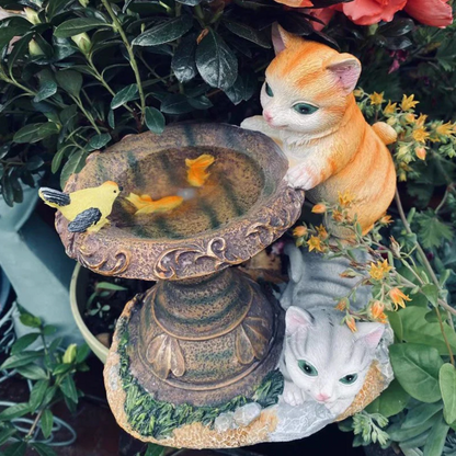 ESTATUA FUENTE DE GATOS LED SOLAR