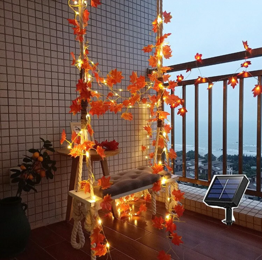 LUCES EN HOJAS DE OTOÑO LED DE 5 METROS LUZ CÁLIDA