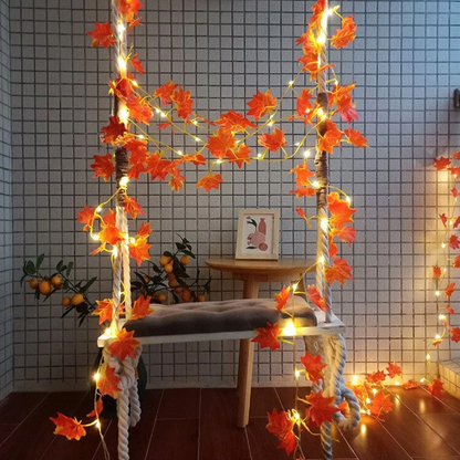LUCES EN HOJAS DE OTOÑO LED DE 5 METROS LUZ CÁLIDA