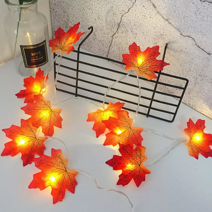 LUCES EN HOJAS DE OTOÑO LED DE 5 METROS LUZ CÁLIDA