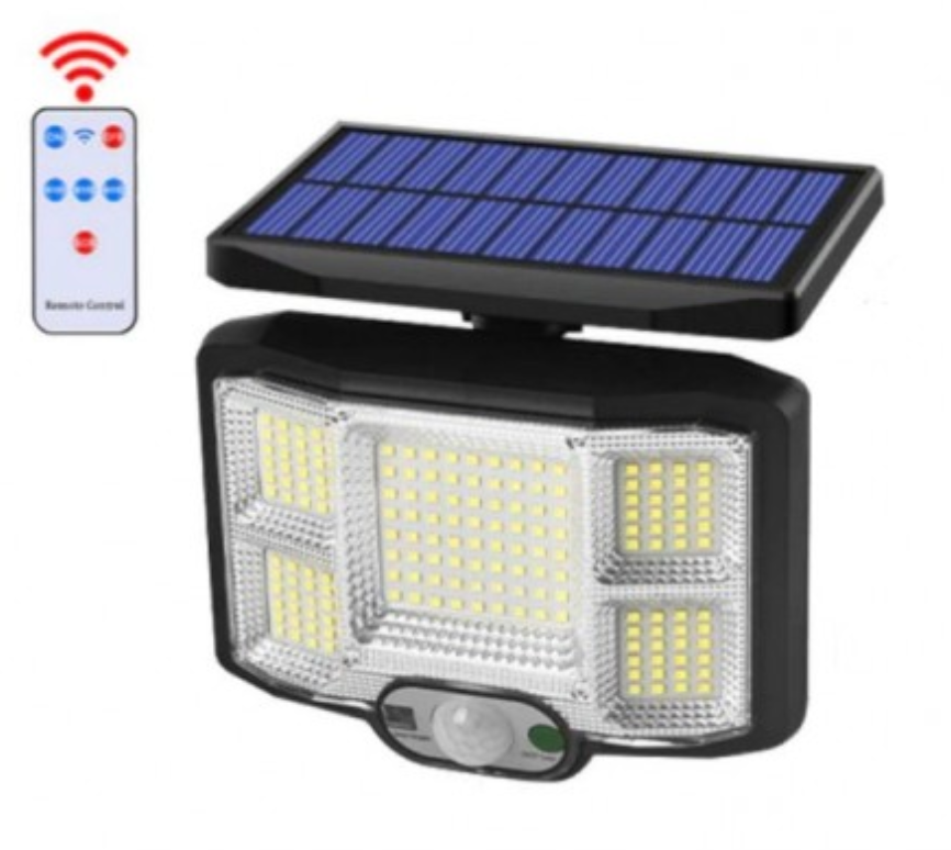 Foco Led Solar Pared Exterior 168 Led + Control remoto