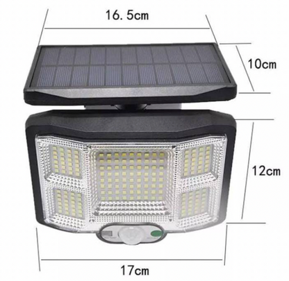 Foco Led Solar Pared Exterior 168 Led + Control remoto