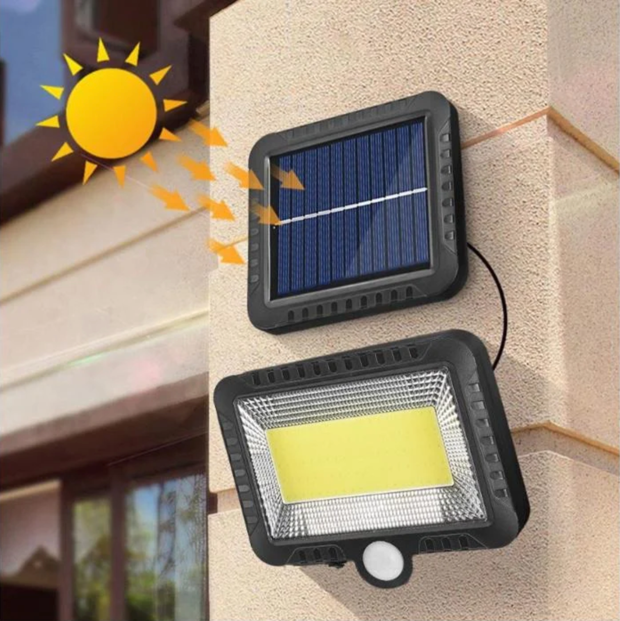 Foco Led Solar Con Sensor De Movimiento Panel Solar 100W