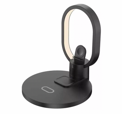 Base Carga Rápida Inalámbrica 4 En 1 iPhone Y Android Con Lampara