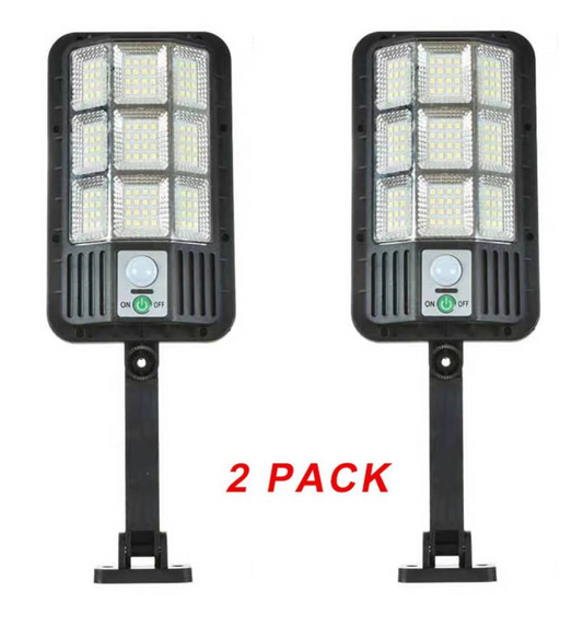 Pack 2 foco Led Solar 120 Led Luminaria Sensor Control Remoto