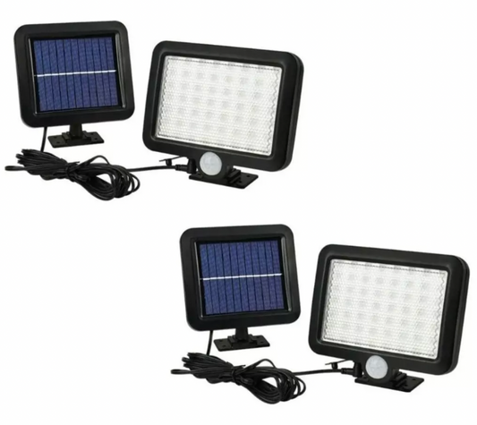 2 X Foco Led Solar Con Panel + Sensor De Movimiento 56 Led