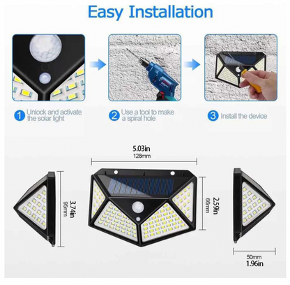 X 5 Focos Lámpara Solar Led Exterior Sensor De Movimiento de 100 Led