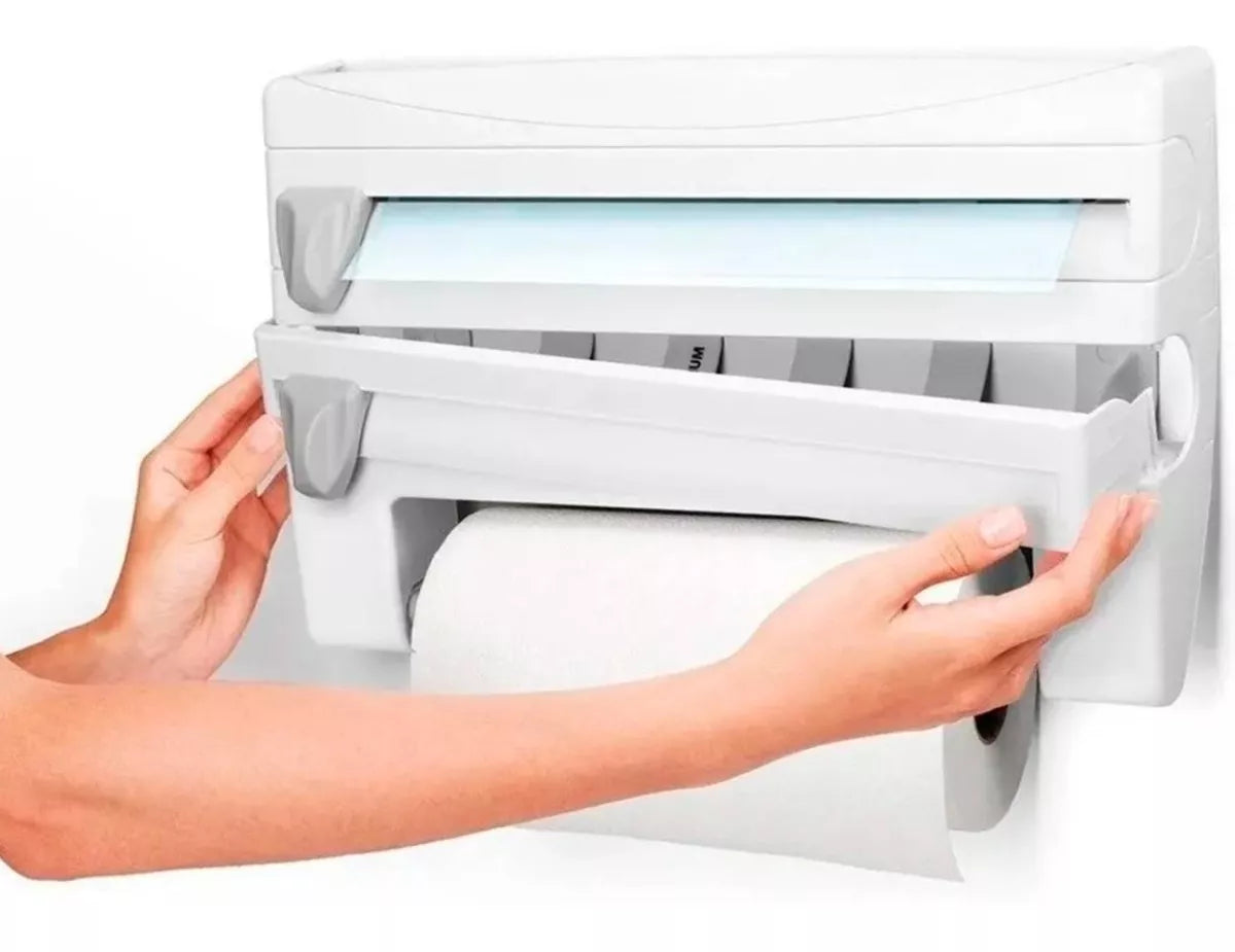 Dispensador 4 en 1 para Toallas, Film y Aluminio ✨ Envío Gratis 🎁 Paga al Recibir 🏡