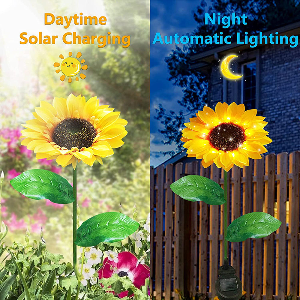 PACK DE 2 GIRASOLES EN ESTACA LUZ LED SOLAR - Ilumina tu Casa