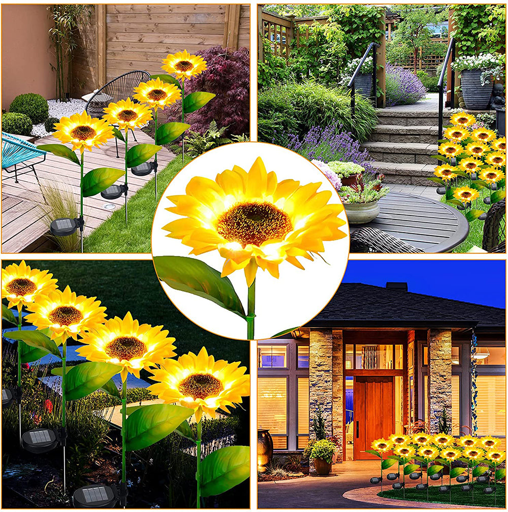 PACK DE 2 GIRASOLES EN ESTACA LUZ LED SOLAR - Ilumina tu Casa