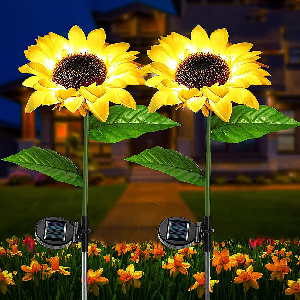 PACK DE 2 GIRASOLES EN ESTACA LUZ LED SOLAR - Ilumina tu Casa